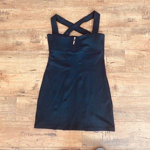 Bebe sport black long workout top, crisscross back